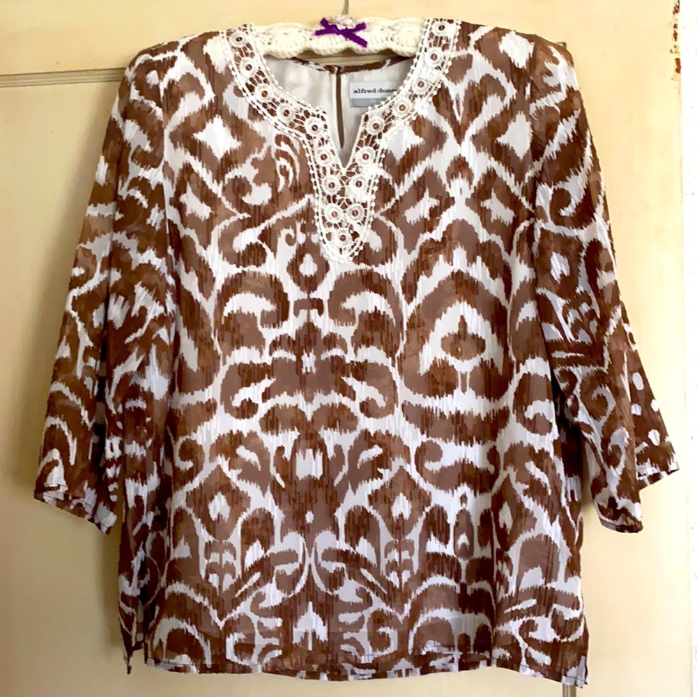 Brown and white top